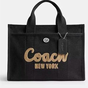 Coach Black Tote with Gold Accents